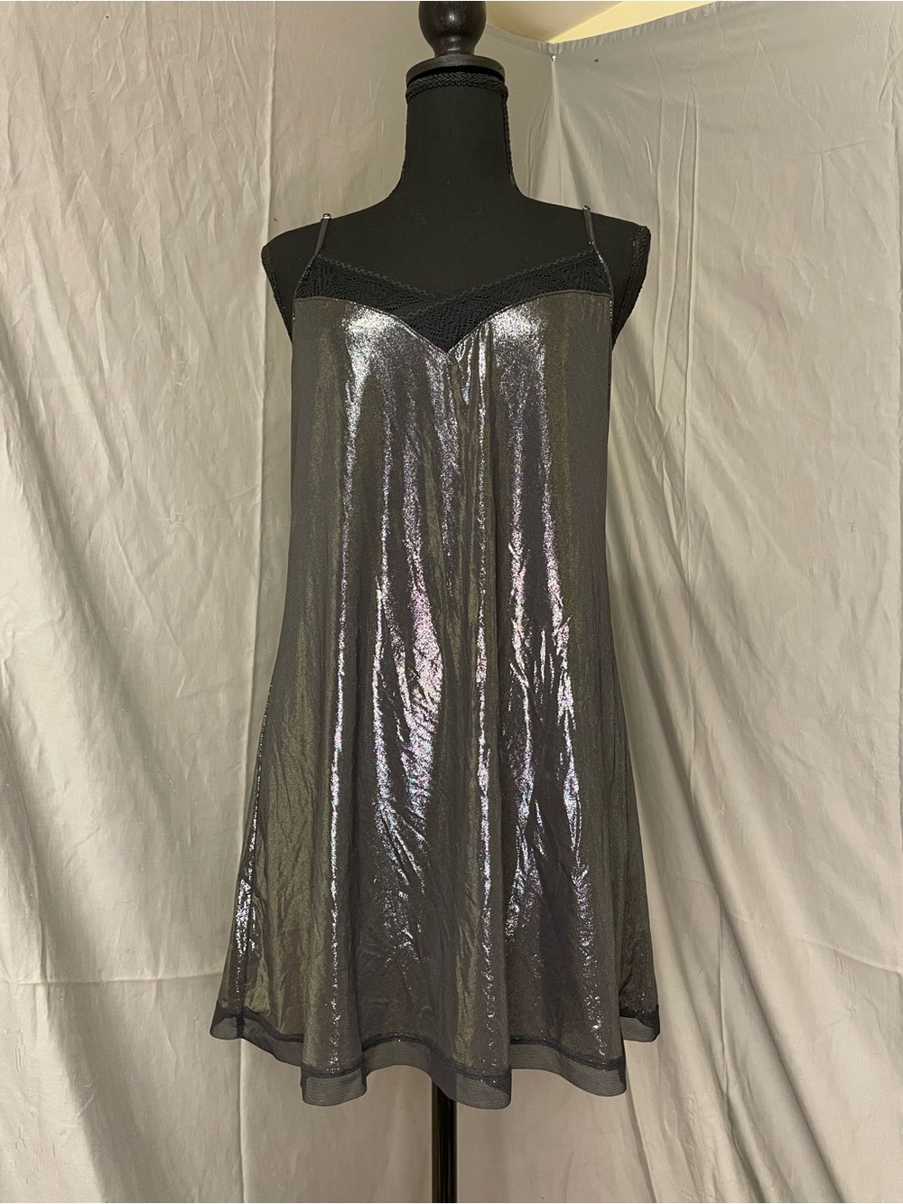 Victoria's Secret Iridescent Black Slip Chemise